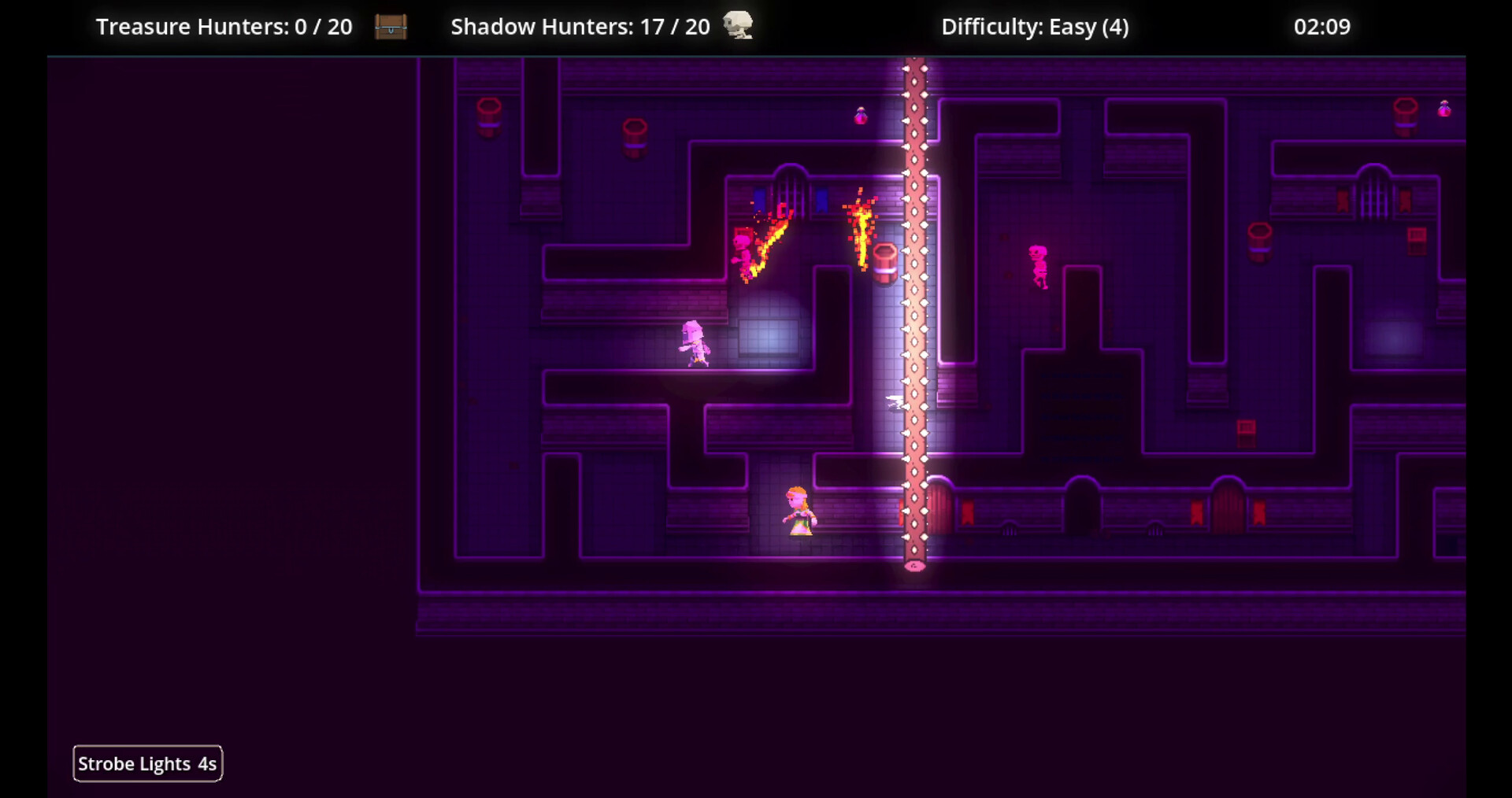 Hunters racing through a neon red-zone arena